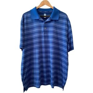 SALE PGA Tour Mens Polo Shirt Blue Black Striped Golf Shirt XXL